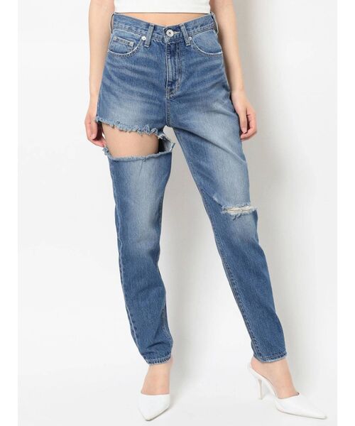 GYDA(ジェイダ)の「SIDE RIPPEDペグトップデニムパンツ(デニムパンツ・レディース・ライトブルー/ブルー・SMALL/MEDIUM/X-SMALL)」の19枚目の写真