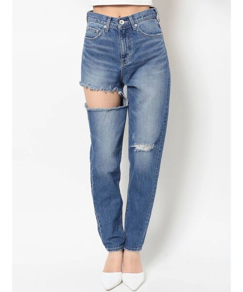 GYDA(ジェイダ)の「SIDE RIPPEDペグトップデニムパンツ(デニムパンツ・レディース・ライトブルー/ブルー・SMALL/MEDIUM/X-SMALL)」の20枚目の写真