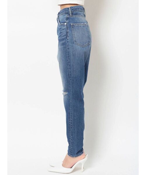 GYDA（ジェイダ）の「SIDE RIPPEDペグトップデニムパンツ