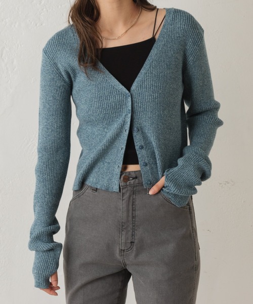 Kastane(カスタネ)の「サムホールMIXチビカーディガン(カーディガン/ボレロ・レディース・オレンジ/ブルー・FREE)」の2枚目の写真