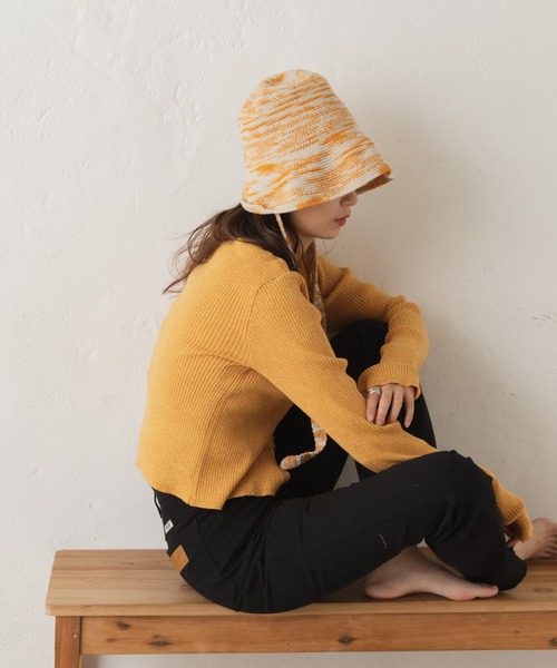 Kastane(カスタネ)の「サムホールMIXチビカーディガン(カーディガン/ボレロ・レディース・オレンジ/ブルー・FREE)」の4枚目の写真