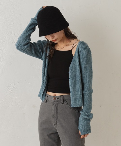 Kastane(カスタネ)の「サムホールMIXチビカーディガン(カーディガン/ボレロ・レディース・オレンジ/ブルー・FREE)」の11枚目の写真