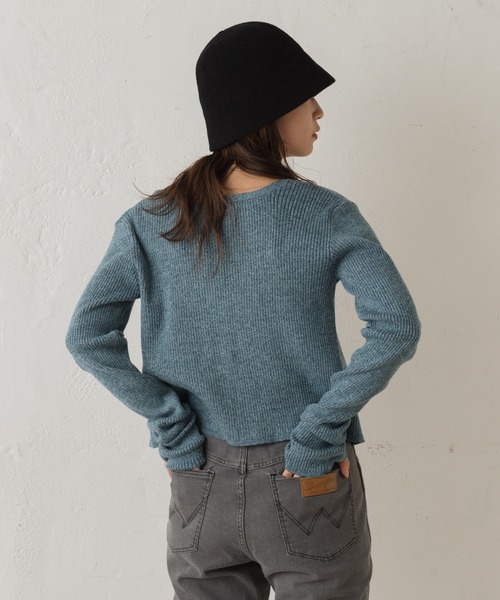 Kastane(カスタネ)の「サムホールMIXチビカーディガン(カーディガン/ボレロ・レディース・オレンジ/ブルー・FREE)」の9枚目の写真