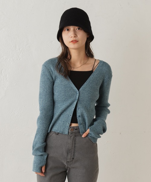 Kastane(カスタネ)の「サムホールMIXチビカーディガン(カーディガン/ボレロ・レディース・オレンジ/ブルー・FREE)」の7枚目の写真