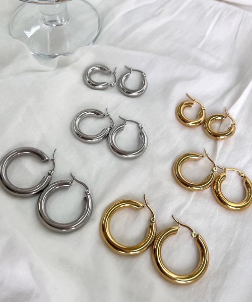 セール】blackdia ocean ステンレスフープピアス幅5mm（ピアス（両耳用