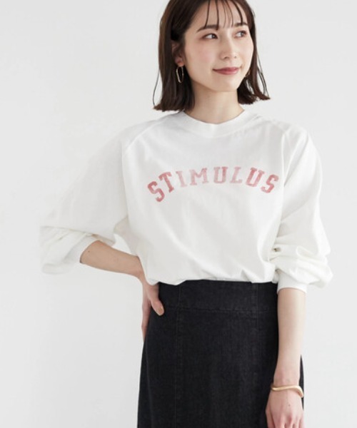 Green　Parks（グリーンパークス）の「ピグメントロゴプルオーバー（Tシャツ/カットソー・レディース・グリーン/グレー/オフホワイト・FREE）」の2枚目の写真