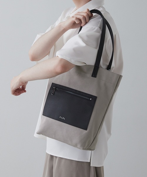 CLEL（クレイル）の「【CLEL】Canvas Tote Bag / キャンバストートバッグ（トートバッグ・メンズ・ブラック/オフホワイト/グレー/ベージュ・FREE）」の3枚目の写真