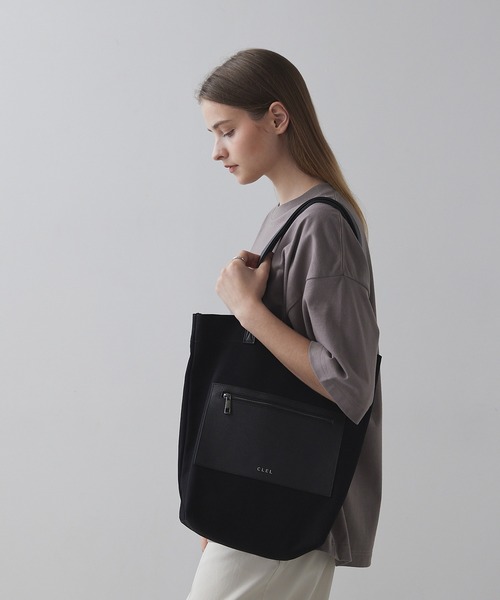 CLEL（クレイル）の「【CLEL】Canvas Tote Bag / キャンバストートバッグ（トートバッグ・メンズ・ブラック/オフホワイト/グレー/ベージュ・FREE）」の5枚目の写真