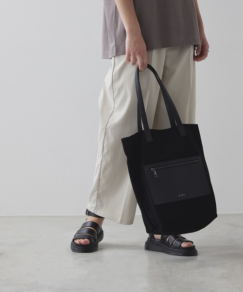 CLEL（クレイル）の「【CLEL】Canvas Tote Bag / キャンバストートバッグ（トートバッグ・メンズ・ブラック/オフホワイト/グレー/ベージュ・FREE）」の6枚目の写真