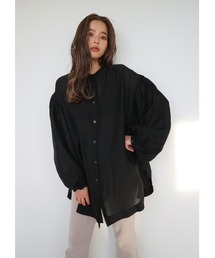 TRUNC | Collarless Long sleeves Sheer Shirt(シャツ/ブラウス)