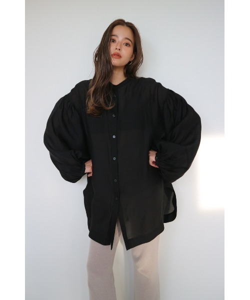 TRUNC(トランクエイティーエイト)の「Collarless Long sleeves Sheer Shirt(シャツ/ブラウス・レディース・オフホワイト/ブラック・FREE)」の20枚目の写真