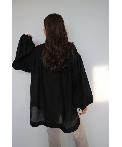 TRUNC(トランクエイティーエイト)の「Collarless Long sleeves Sheer Shirt(シャツ/ブラウス・レディース・オフホワイト/ブラック・FREE)」の10枚目の写真