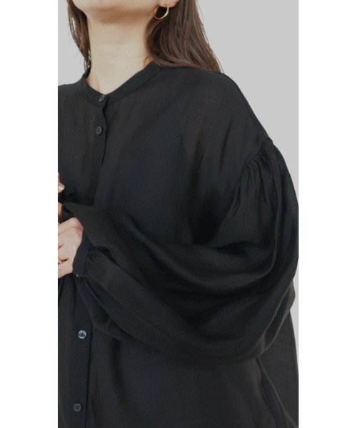 TRUNC(トランクエイティーエイト)の「Collarless Long sleeves Sheer Shirt(シャツ/ブラウス・レディース・オフホワイト/ブラック・FREE)」の15枚目の写真