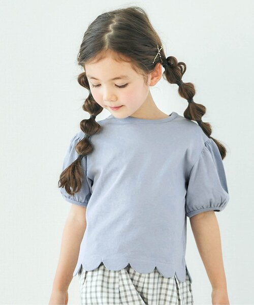 apres les cours(アプレレクール)の「パフ袖スカラップTシャツ(Tシャツ/カットソー・キッズ・ドット/アイボリー/ピンク/ブルー/その他2/イエロー・100/130/140/110/80/90/120)」の2枚目の写真
