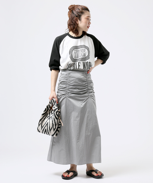 JOINT WORKS(ジョイントワークス)の「J-シャーリングギャザーロングスカート2(スカート・レディース・グレー/ブルー・SMALL/MEDIUM)」の5枚目の写真