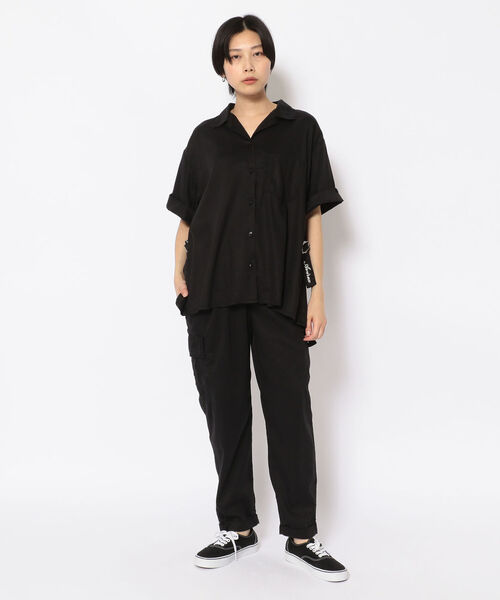 AVIREX(アヴィレックス)の「HALF SLEEVE WING-COLLARD TENCEL SHIRT/ ハーフスリーブ ウィングカラーテンセルシャツ(シャツ/ブラウス・レディース・ブラック/オリーブ/アイボリー・FREE)」の11枚目の写真