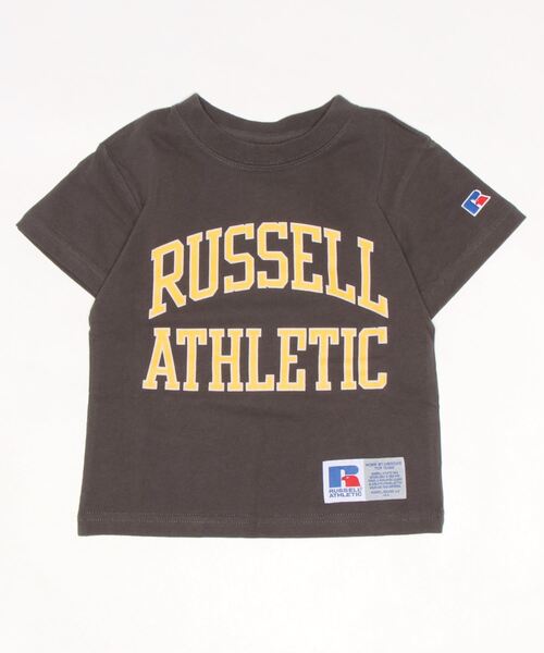 Russell Athletic(ラッセルアスレティック)の「【RUSSELL】アーチプリントTee(100~150cm)(Tシャツ/カットソー・キッズ・オフホワイト/ピンク/オレンジ/グリーン/杢グレー/チャコール・100/110/120/130/140/150)」の4枚目の写真