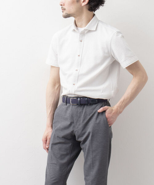 NOLLEY'S goodman(ノーリーズグッドマン)の「サッカーパラシュートボタン 半袖シャツ(シャツ/ブラウス・メンズ・オフホワイト/ネイビー/ライトブルー/ネイビー×ホワイト・S/M/L/XL/XXL)」の17枚目の写真