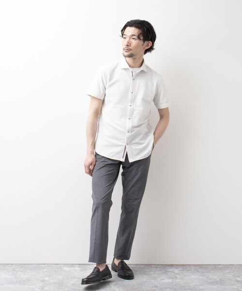 NOLLEY'S goodman(ノーリーズグッドマン)の「サッカーパラシュートボタン 半袖シャツ(シャツ/ブラウス・メンズ・オフホワイト/ネイビー/ライトブルー/ネイビー×ホワイト・S/M/L/XL/XXL)」の15枚目の写真