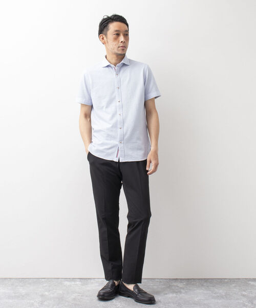 NOLLEY'S goodman(ノーリーズグッドマン)の「サッカーパラシュートボタン 半袖シャツ(シャツ/ブラウス・メンズ・オフホワイト/ネイビー/ライトブルー/ネイビー×ホワイト・S/M/L/XL/XXL)」の11枚目の写真