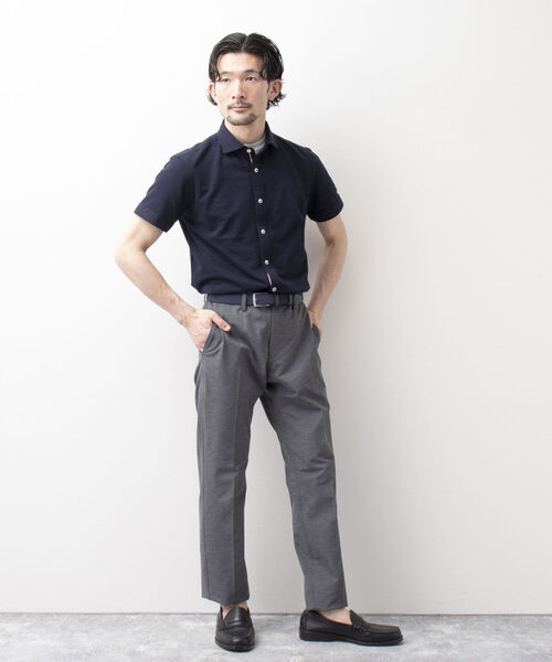 NOLLEY'S goodman(ノーリーズグッドマン)の「サッカーパラシュートボタン 半袖シャツ(シャツ/ブラウス・メンズ・オフホワイト/ネイビー/ライトブルー/ネイビー×ホワイト・S/M/L/XL/XXL)」の7枚目の写真