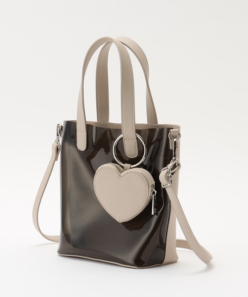 セール】ハートポーチ付きPVCバック（ショルダーバッグ）｜one after