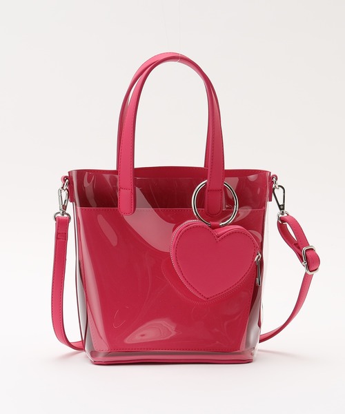 セール】ハートポーチ付きPVCバック（ショルダーバッグ）｜one after