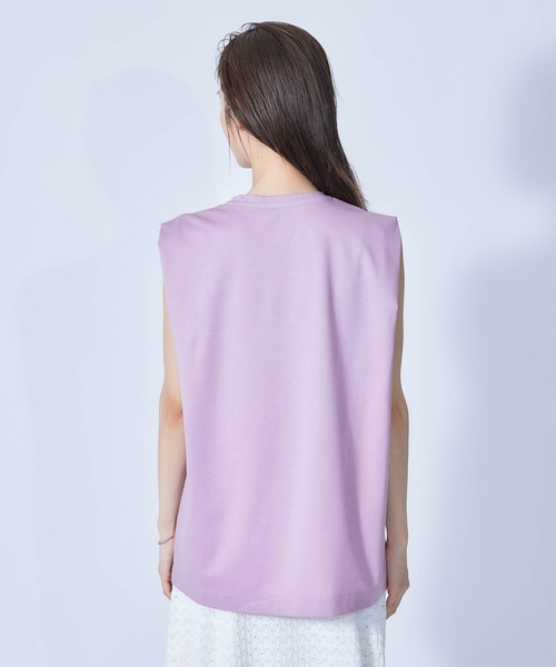 ROPE'（ロペ）の「【接触冷感・UVカット】プレミアムコットンタックノースリーブTシャツ（Tシャツ/カットソー・レディース・ブラック/ホワイト/オリーブ/ダークラベンダー/オレンジ・38）」の10枚目の写真