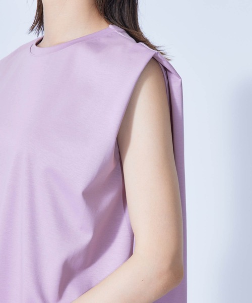 ROPE'（ロペ）の「【接触冷感・UVカット】プレミアムコットンタックノースリーブTシャツ（Tシャツ/カットソー・レディース・ブラック/ホワイト/オリーブ/ダークラベンダー/オレンジ・38）」の20枚目の写真