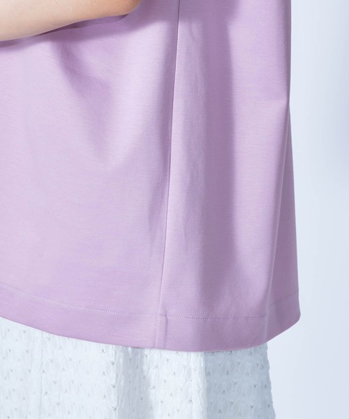 ROPE'（ロペ）の「【接触冷感・UVカット】プレミアムコットンタックノースリーブTシャツ（Tシャツ/カットソー・レディース・ブラック/ホワイト/オリーブ/ダークラベンダー/オレンジ・38）」の7枚目の写真