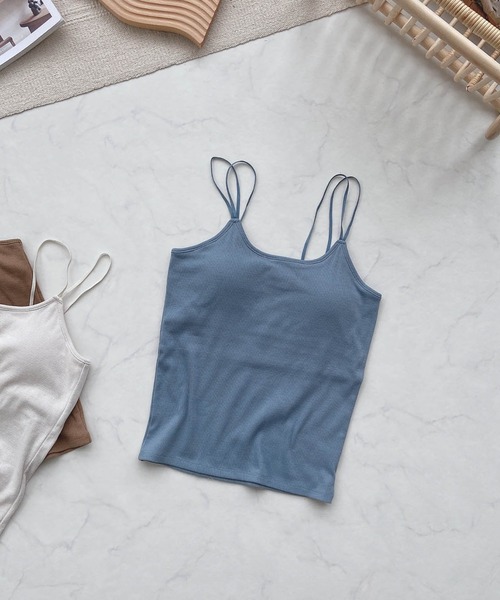 AS KNOW AS plus（アズノゥアズプラス）の「●カップ付きテレコキャミソール（キャミソール・レディース・ブラック/ブルーグレー/モカ/キナリ・FREE）」の3枚目の写真