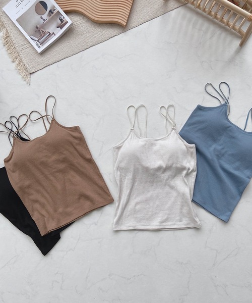 AS KNOW AS plus（アズノゥアズプラス）の「●カップ付きテレコキャミソール（キャミソール・レディース・ブラック/ブルーグレー/モカ/キナリ・FREE）」の11枚目の写真