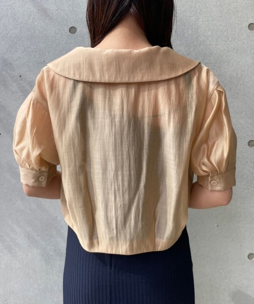 REDYAZEL（レディアゼル）の「シアークロップド半袖シャツ（シャツ/ブラウス・レディース・オフホワイト/オレンジ/ブルー/グリーン・FREE）」の14枚目の写真