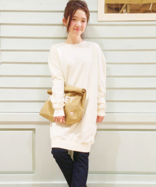 Kastane（カスタネ）の「【Kastane】ダメージ裏毛ワンピース（ワンピース・レディース・グレー/オレンジ/アイボリー・FREE）」の2枚目の写真