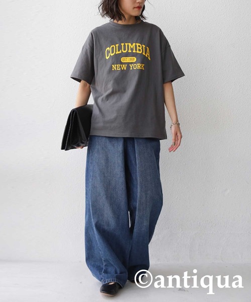 antiqua(アンティカ)の「ゆるっと最旬コーデ。カレッジロゴT(Tシャツ/カットソー・レディース・ホワイト/グレー・FREE)」の11枚目の写真