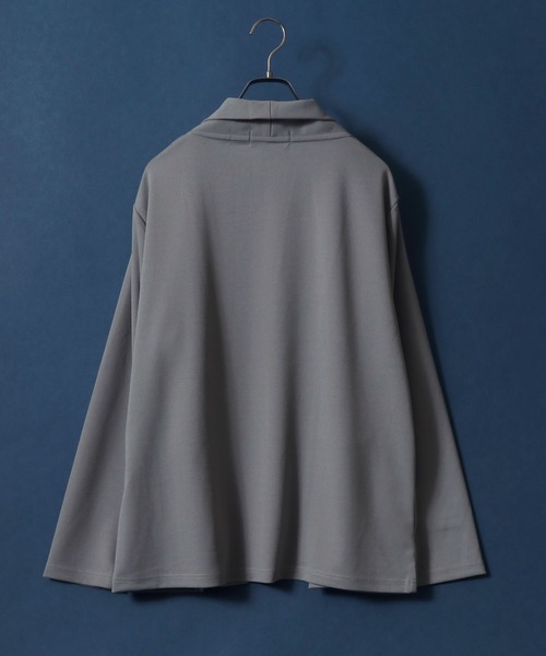 ANPAS（アンパス）の「Georgette Oversized Collar Buttonless Cardigan/ジョーゼット オーバーサイズ 襟付き ボタンレス カーディガン（カーディガン/ボレロ・メンズ・ブラック/グレイッシュベージュ/ネイビー/ライトグレー・L/M/LL）」の19枚目の写真