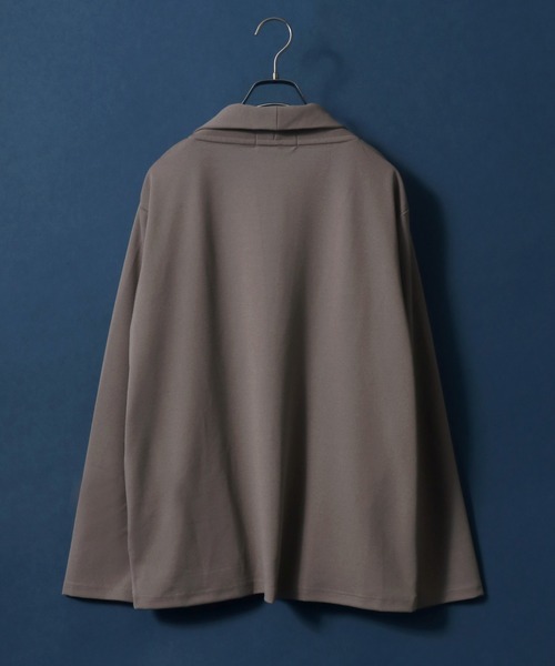 ANPAS（アンパス）の「Georgette Oversized Collar Buttonless Cardigan/ジョーゼット オーバーサイズ 襟付き ボタンレス カーディガン（カーディガン/ボレロ・メンズ・ブラック/グレイッシュベージュ/ネイビー/ライトグレー・L/M/LL）」の5枚目の写真