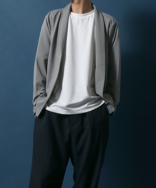 ANPAS（アンパス）の「Georgette Oversized Collar Buttonless Cardigan/ジョーゼット オーバーサイズ 襟付き ボタンレス カーディガン（カーディガン/ボレロ・メンズ・ブラック/グレイッシュベージュ/ネイビー/ライトグレー・L/M/LL）」の17枚目の写真