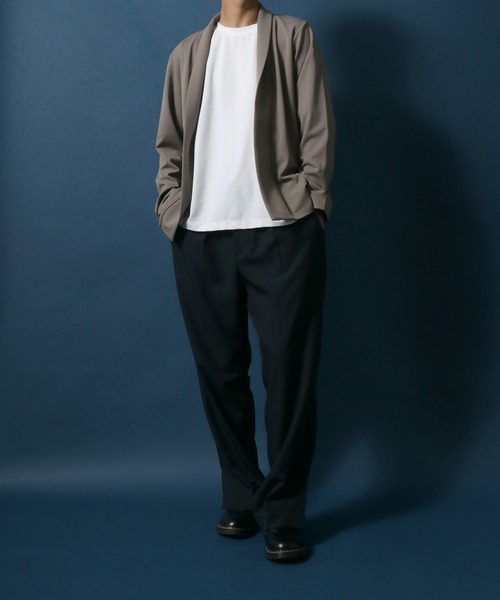 ANPAS（アンパス）の「Georgette Oversized Collar Buttonless Cardigan/ジョーゼット オーバーサイズ 襟付き ボタンレス カーディガン（カーディガン/ボレロ・メンズ・ブラック/グレイッシュベージュ/ネイビー/ライトグレー・L/M/LL）」の9枚目の写真