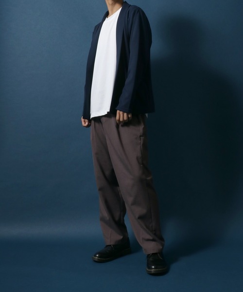 ANPAS（アンパス）の「Georgette Oversized Collar Buttonless Cardigan/ジョーゼット オーバーサイズ 襟付き ボタンレス カーディガン（カーディガン/ボレロ・メンズ・ブラック/グレイッシュベージュ/ネイビー/ライトグレー・L/M/LL）」の16枚目の写真