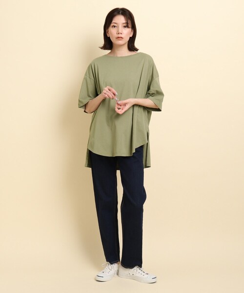 Dessin（デッサン）の「Z of zampa Organic　サスティナコットンTシャツ（Tシャツ/カットソー・レディース・ネイビー/オリーブ/ライトベージュ/レモンイエロー・02）」の18枚目の写真
