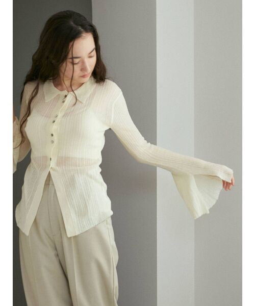 Ungrid（アングリッド）の「フレアスリーブシアーニットカーディガン（カーディガン/ボレロ・レディース・ブラック/オレンジ/ブルー/アイボリー・FREE）」の10枚目の写真