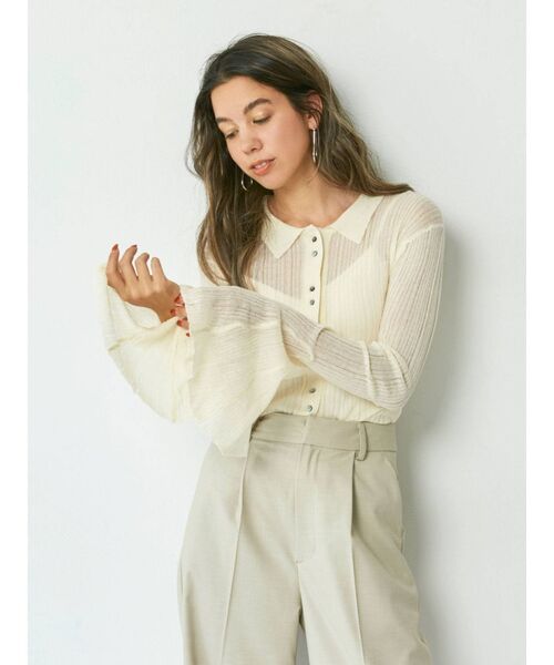 Ungrid（アングリッド）の「フレアスリーブシアーニットカーディガン（カーディガン/ボレロ・レディース・ブラック/オレンジ/ブルー/アイボリー・FREE）」の12枚目の写真