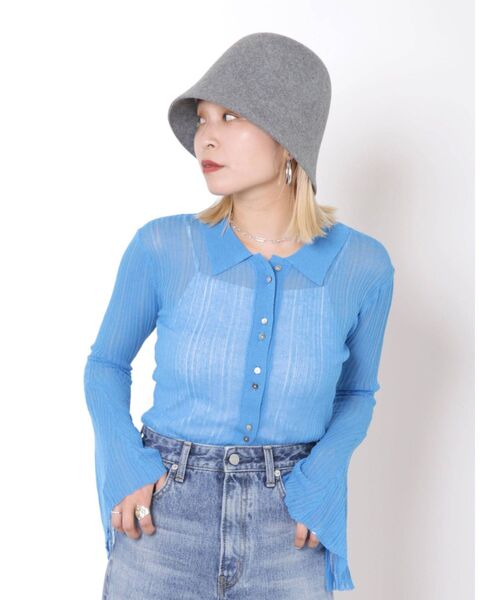 Ungrid（アングリッド）の「フレアスリーブシアーニットカーディガン（カーディガン/ボレロ・レディース・ブラック/オレンジ/ブルー/アイボリー・FREE）」の20枚目の写真