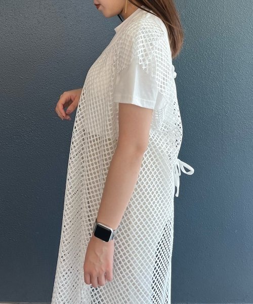 AS KNOW AS PINKY(アズノゥアズピンキー)の「メッシュが決め手ロングジレー(ベスト・レディース・ブラック/ベージュ/オフホワイト/オレンジ・FREE)」の9枚目の写真