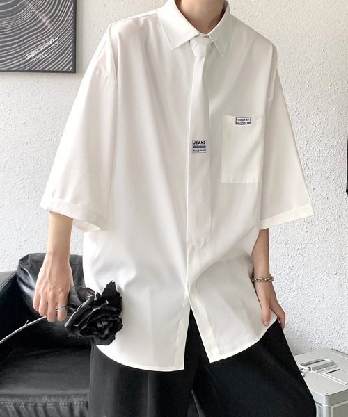 Lig. リグドット half sleeve shirt ハーフスリーブシャツ ATTACHMENT シャツ PE/CO/LI ツイル ハーフジップ S/Sシャツ