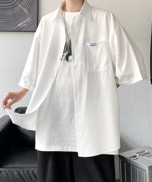 FVLMEN(フルメン)の「【FVLMEN】plane tie halfsleeve shirt/プレーン タイ ハーフスリーブ シャツ(シャツ/ブラウス・メンズ・ホワイト/ブラック・MEDIUM/LARGE/X-LARGE)」の7枚目の写真