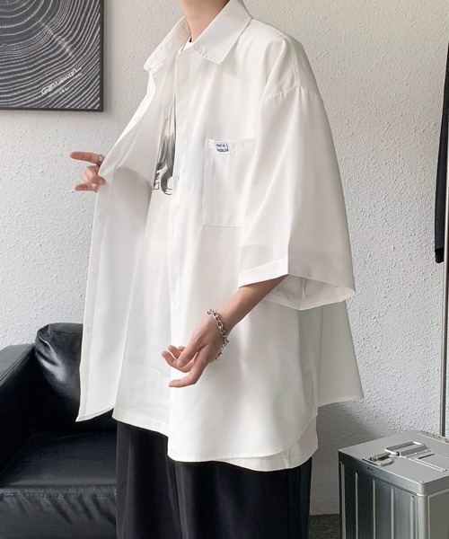 FVLMEN(フルメン)の「【FVLMEN】plane tie halfsleeve shirt/プレーン タイ ハーフスリーブ シャツ(シャツ/ブラウス・メンズ・ホワイト/ブラック・MEDIUM/LARGE/X-LARGE)」の9枚目の写真
