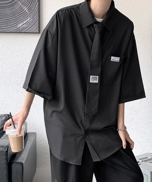 FVLMEN(フルメン)の「【FVLMEN】plane tie halfsleeve shirt/プレーン タイ ハーフスリーブ シャツ(シャツ/ブラウス・メンズ・ホワイト/ブラック・MEDIUM/LARGE/X-LARGE)」の11枚目の写真