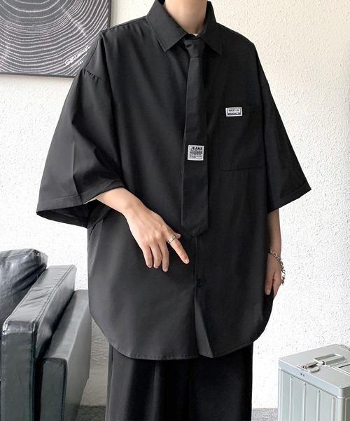FVLMEN(フルメン)の「【FVLMEN】plane tie halfsleeve shirt/プレーン タイ ハーフスリーブ シャツ(シャツ/ブラウス・メンズ・ホワイト/ブラック・MEDIUM/LARGE/X-LARGE)」の13枚目の写真